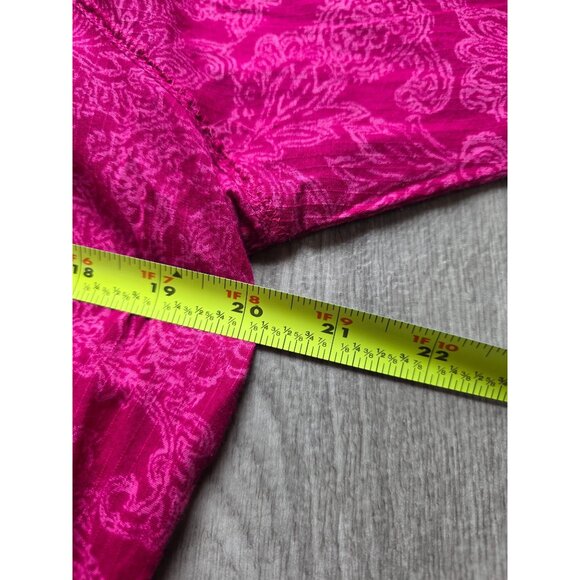 Eddie Bauer Womens Pink Floral Paisley Top L 100% Cotton 3/4 Sleeve - Picture 8 of 9